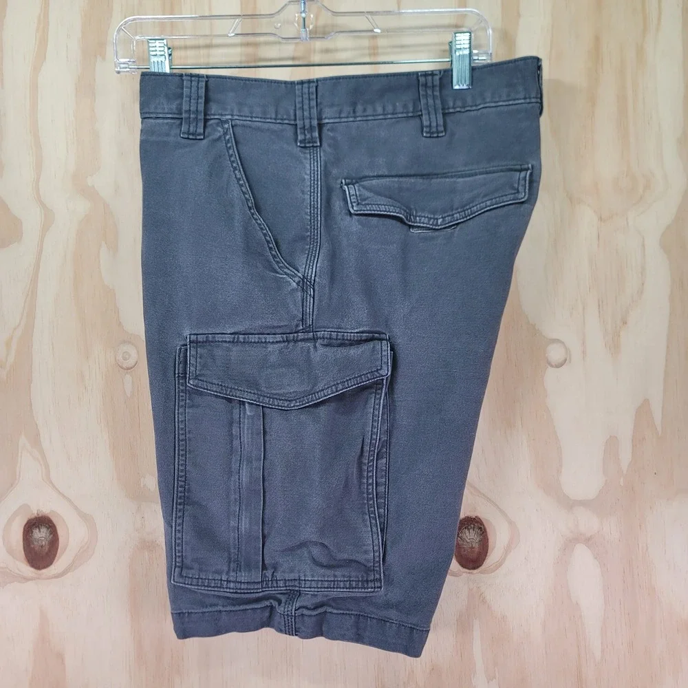 Carhartt Cargo Shorts Mens 34 Gray Canvas Relaxed Fit Rugged Flex Utility Work